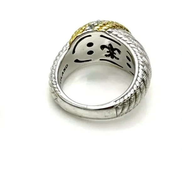Judith Ripka sterling silver gold CZ dome ring